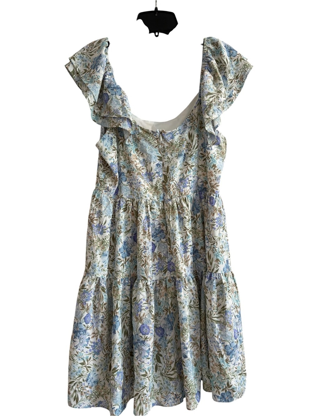 Altar’d State Blue Floral Ruffle Tiered Mini Dress Size L Cottagecore - Picture 2 of 3